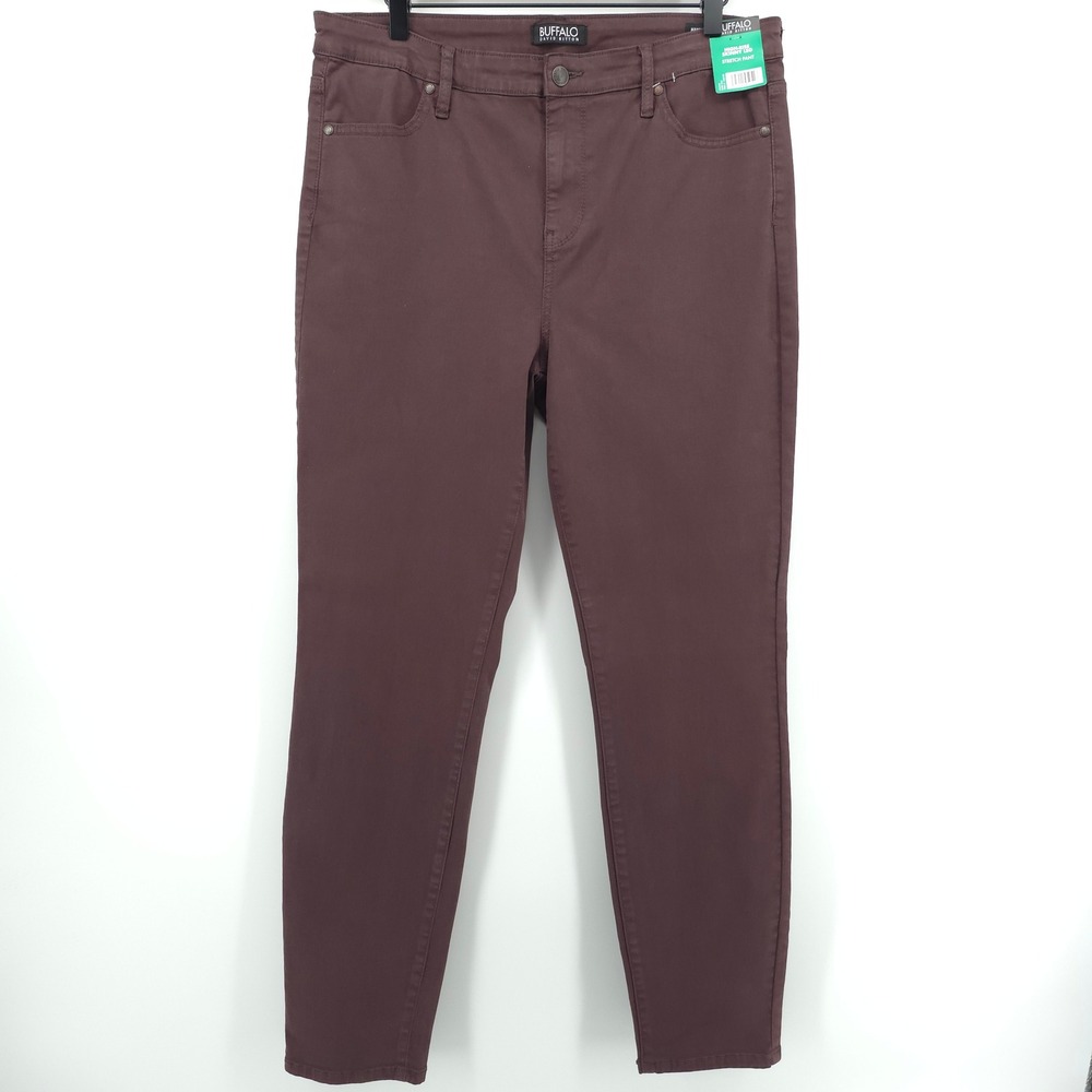 Buffalo Hanna Women High Rise Skinny Leg Pants 12/32 Plum Stretch Burgundy - NWT